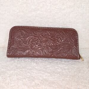 Mexican Handmade Brown Floral Embossed Leather Wallet
